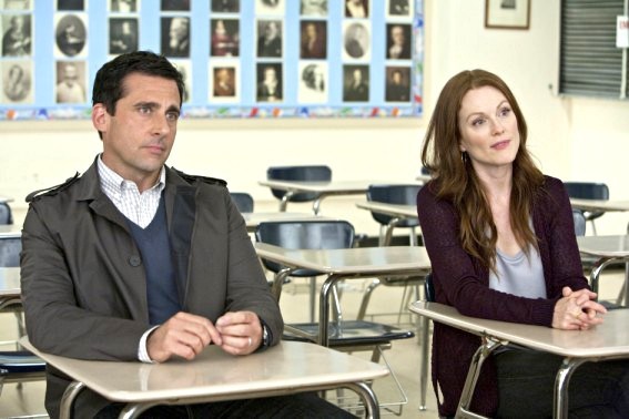 Steve Carell stars as Cal Weaver and Julianne Moore stars as Emily Weaver in Warner Bros. Pictures' Crazy, Stupid, Love. (2011)