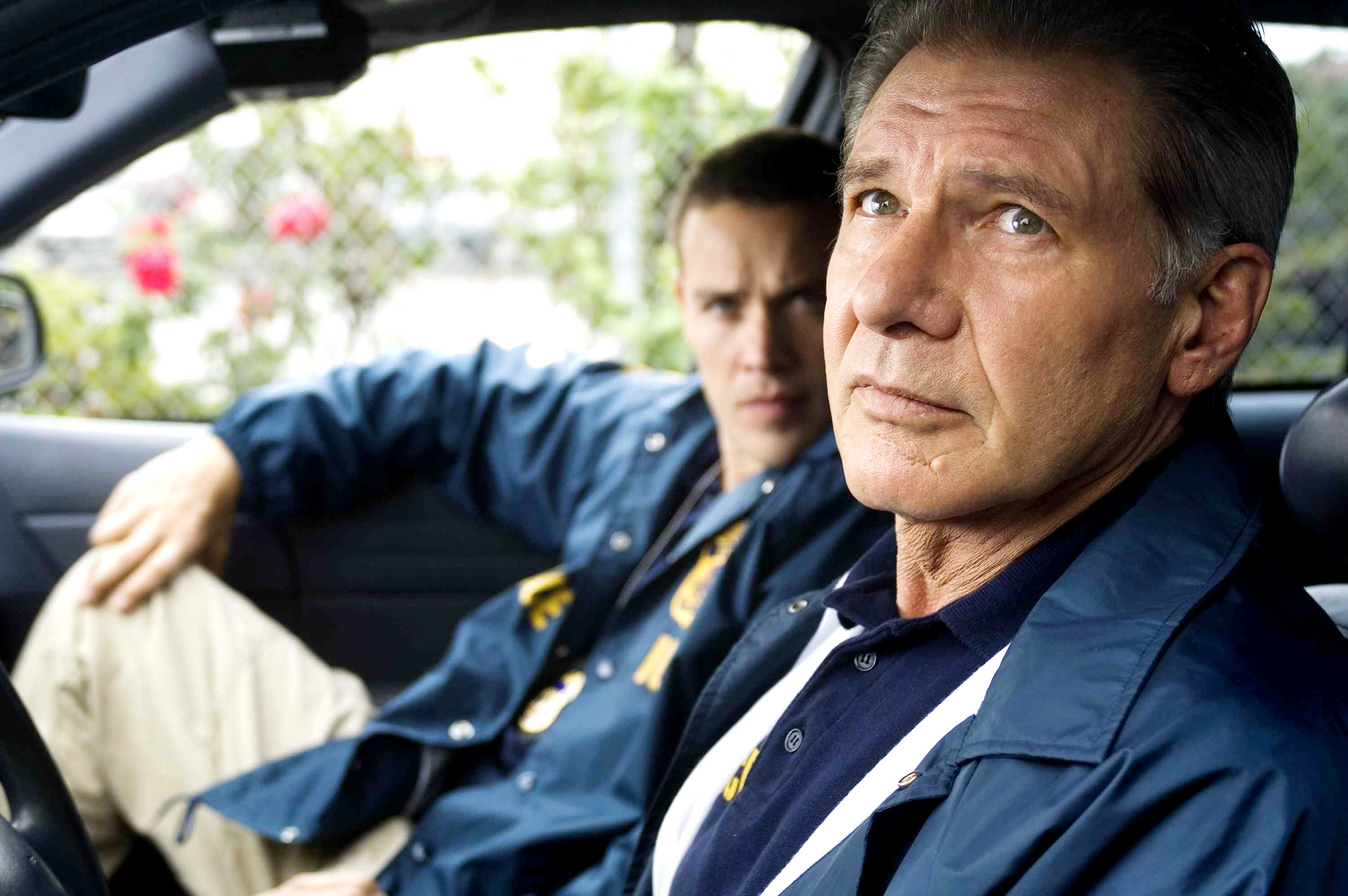 Jamison Haase stars as Officer Angelo and Harrison Ford stars as Max Brogan in The Weinstein Company's Crossing Over (2008). Photo credit by Dale Robinette.