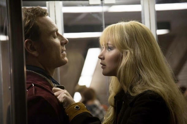 Michael Fassbender stars as Erik Lehnsherr/Magneto and Jennifer Lawrence stars as Mystique in 20th Century Fox's X-Men: Days of Future Past (2014)