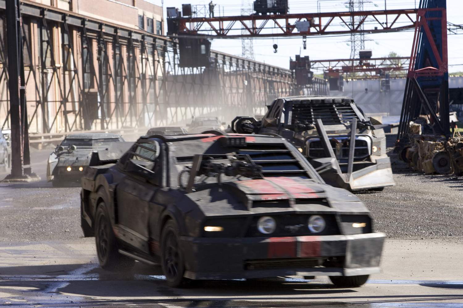 A scene from an action-thriller set of Universal Pictures' Death Race (2008).