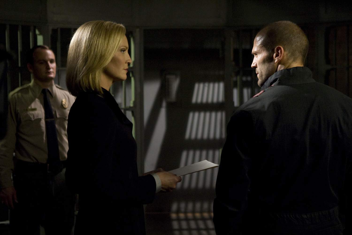 JOAN ALLEN and JASON STATHAM in an action-thriller set in the post-industrial wasteland of tomorrow, with the world's most brutal sporting event as its backdrop - Death Race. Photo Credit: Takashi Seida.