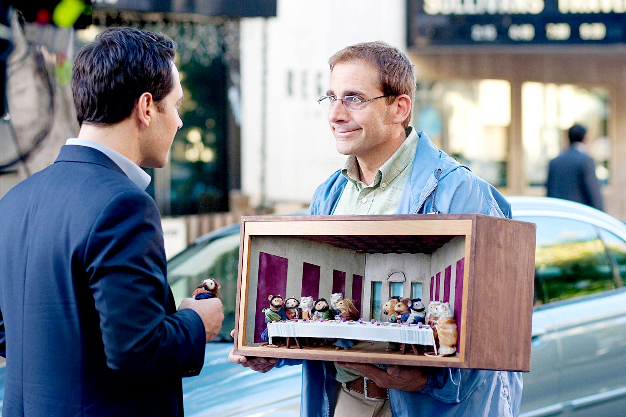 Paul Rudd stars as Tim Conrad and Steve Carell stars as Barry in Paramount Pictures' Dinner for Schmucks (2010). Photo by Merie Weismiller Wallace