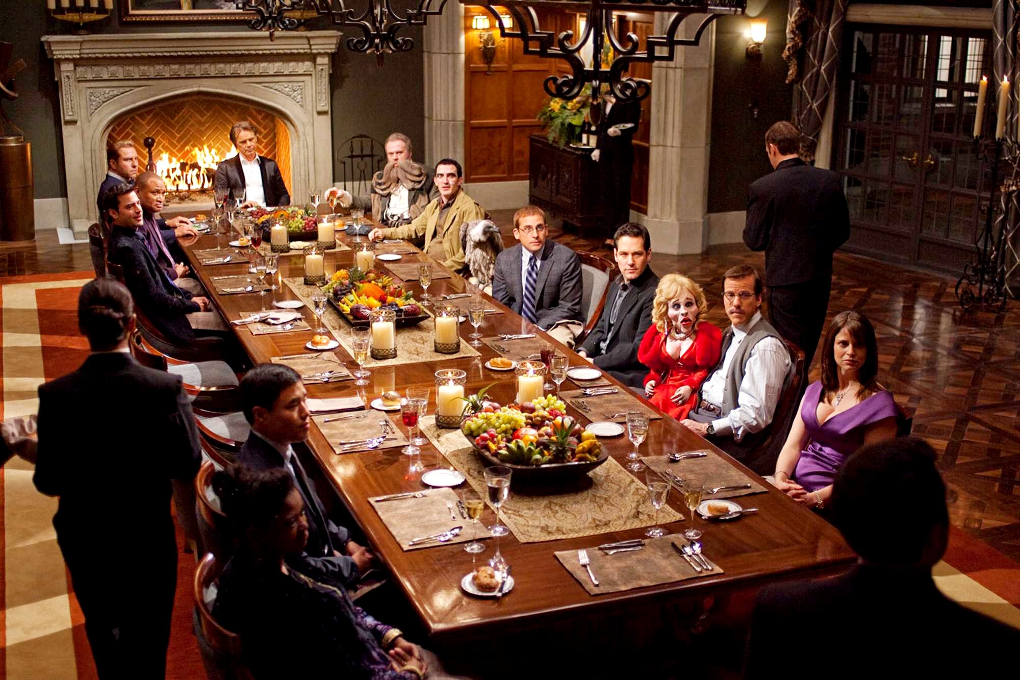 Octavia Spencer, Randall Park, Ron Livingston, David Walliams, Bruce Greenwood, Steve Carell, Paul Rudd  and Jeff Dunham in Paramount Pictures' Dinner for Schmucks (2010). Photo by Merie Weismiller Wallace