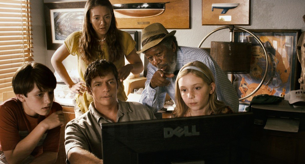 Nathan Gamble, Austin Highsmith, Harry Connick Jr., Morgan Freeman and Cozi Zuehlsdorff in Warner Bros. Pictures' Dolphin Tale (2011)