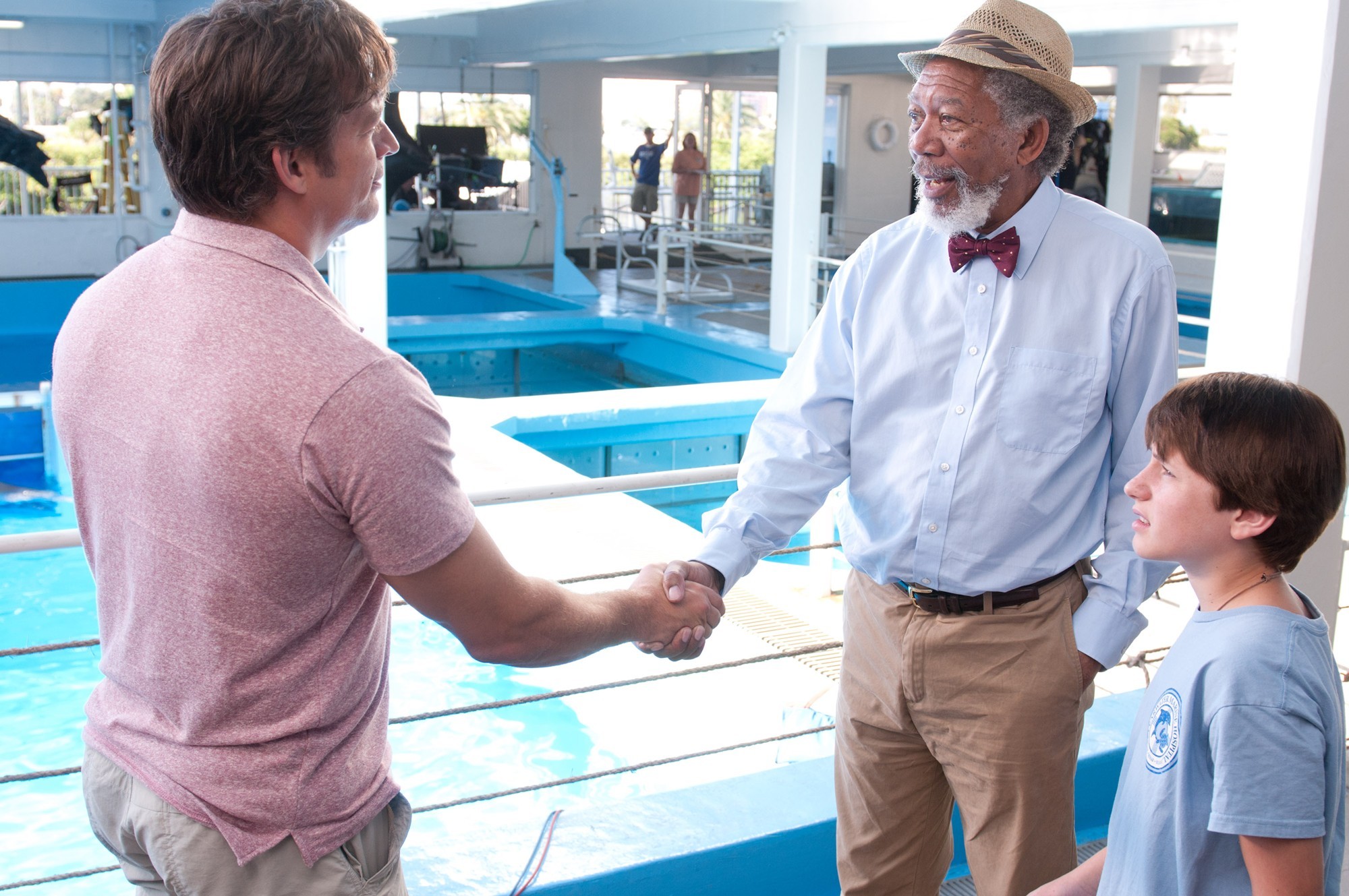 Harry Connick Jr., Morgan Freeman and Nathan Gamble in Warner Bros. Pictures' Dolphin Tale (2011)