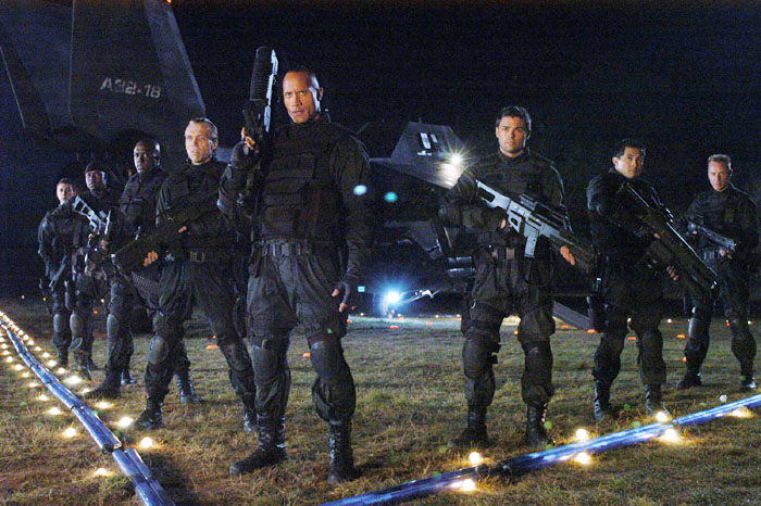 The Rock and Karl Urban in Doom (2005)