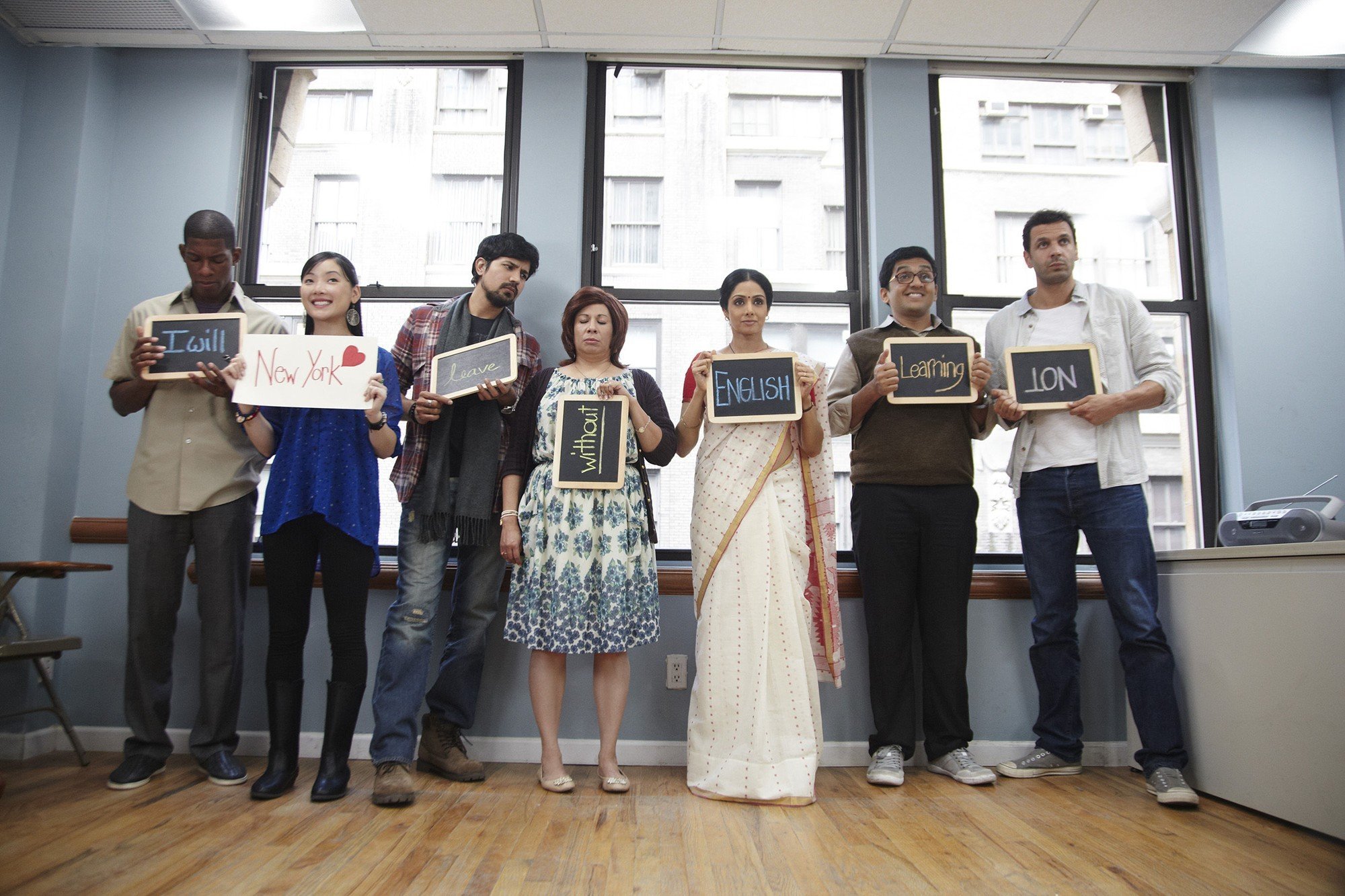 Sumeet Vyas, Sulabha Deshpande, Sridevi, Rajeev Ravindranathan and Mehdi Nebbou in Eros International's English Vinglish (2012)