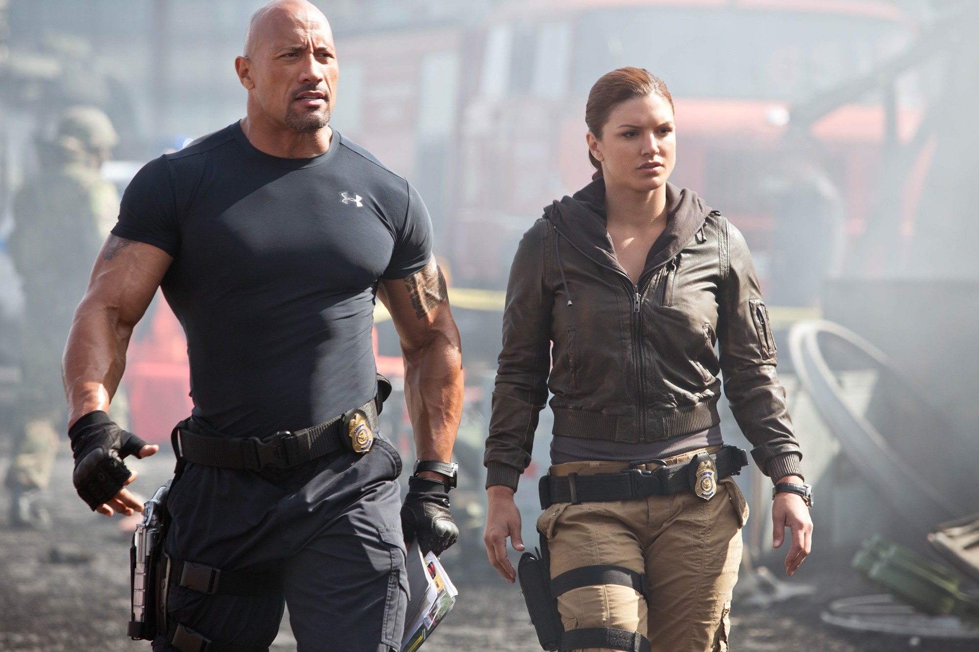 The Rock stars as Luke Hobbs and Gina Carano stars as DSS Agent in Universal Pictures' Fast and Furious 6 (2013)