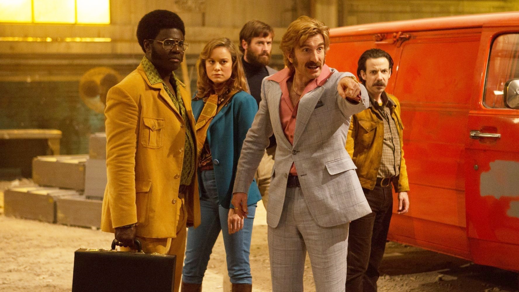 Babou Ceesay, Brie Larson, Armie Hammer, Sharlto Copley and Noah Taylor in A24's Free Fire (2017)