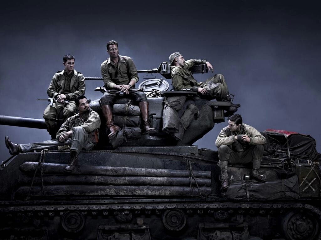 Logan Lerman, Brad Pitt, Scott Eastwood, Michael Pena and Shia LaBeouf in Columbia Pictures' Fury (2014)