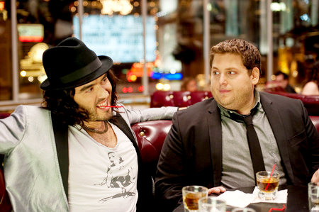 Russell Brand stars as Aldous Snow and Jonah Hill stars as Aaron Greenberg in Universal Pictures' Get Him to the Greek (2010)
