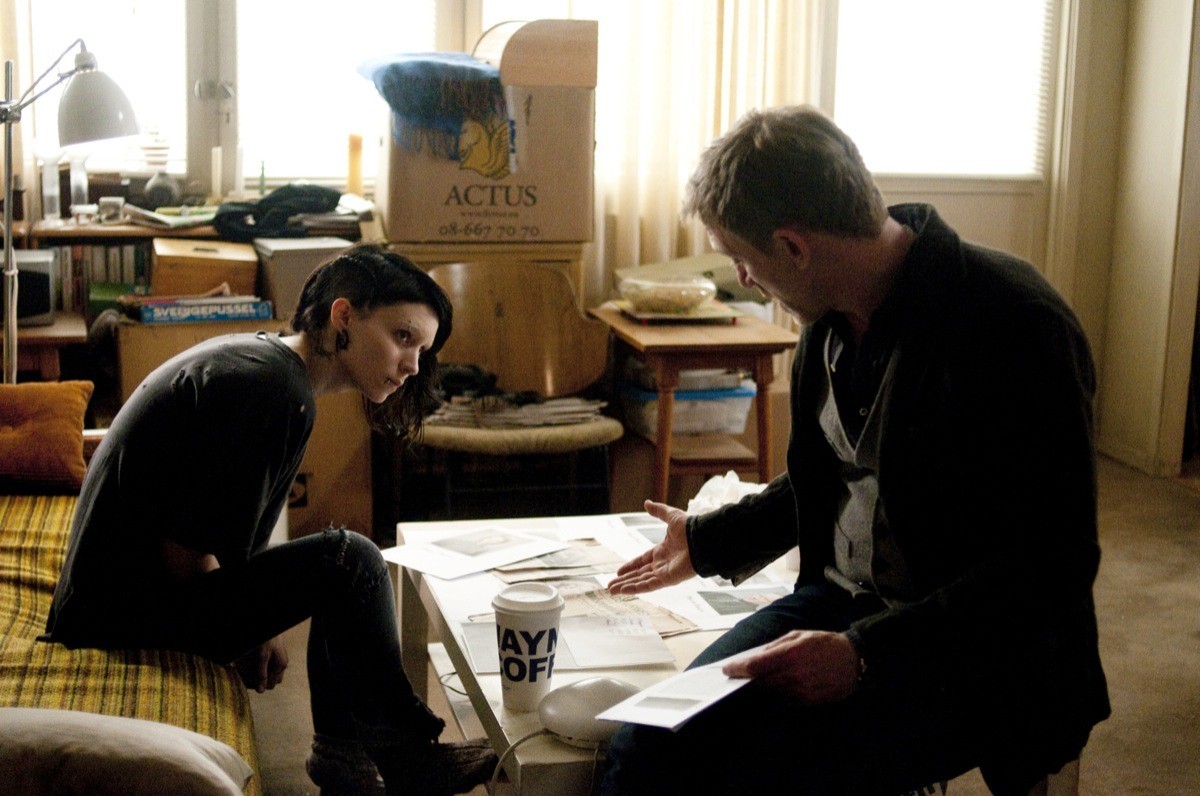 Rooney Mara stars as Lisbeth Salander and Daniel Craig stars as Mikael Blomkvist in Columbia Pictures' The Girl with the Dragon Tattoo (2011)