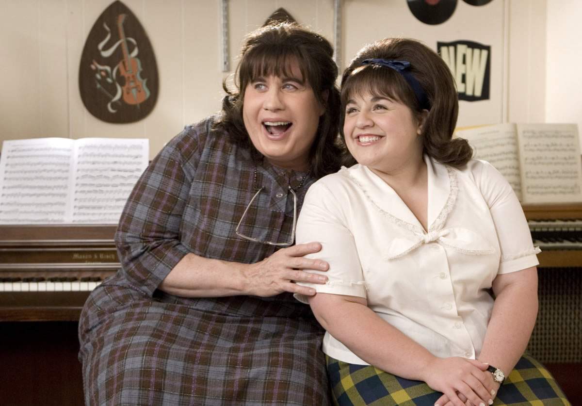 John Travolta as Edna Turnblad and Nikki Blonsky as Tracy Turnblad in New Line Cinema's Hairspray (2007)