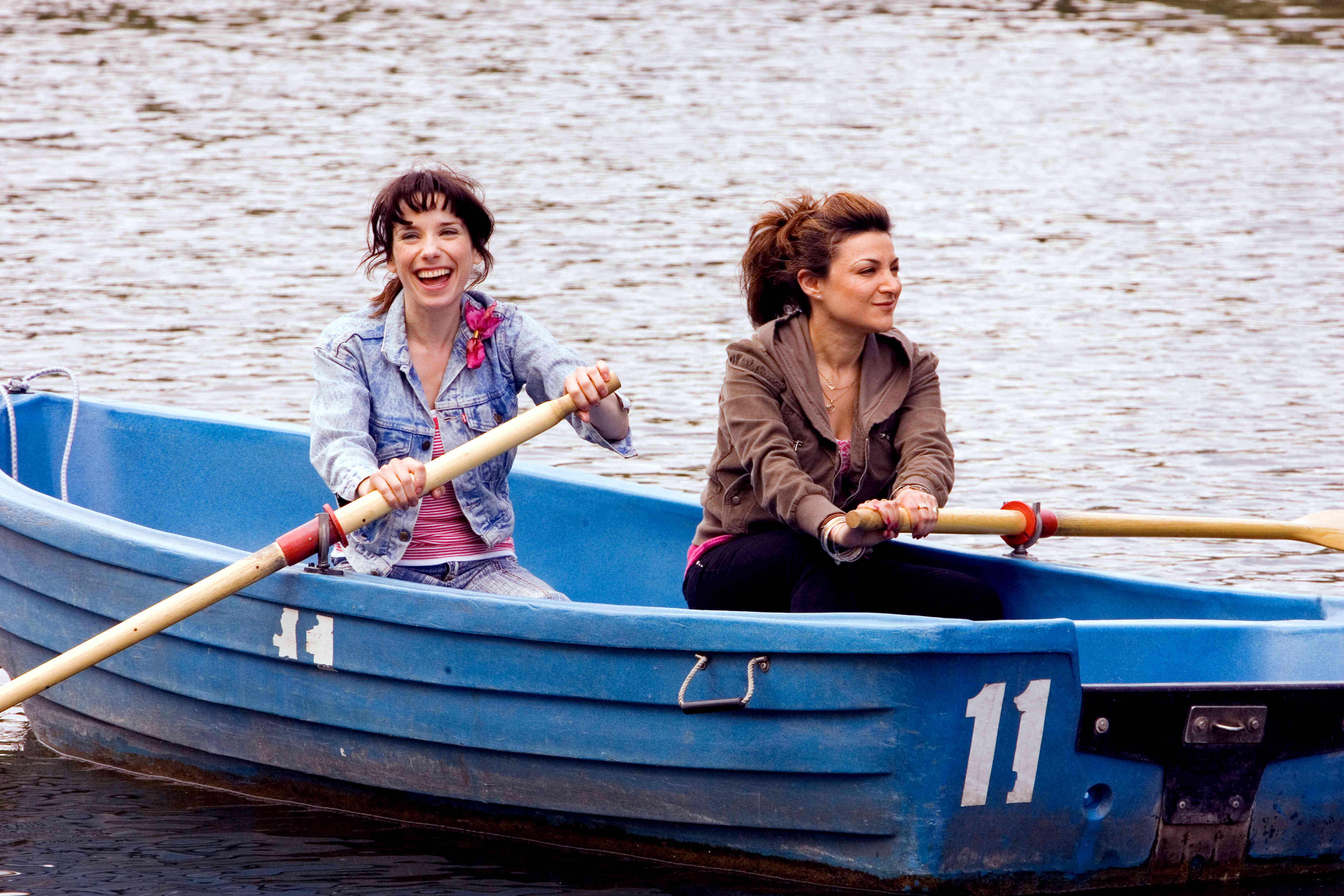 Sally Hawkins stars as Poppy and Alexis Zegerman stars as Zoe in Miramax Films' Happy-Go-Lucky (2008)