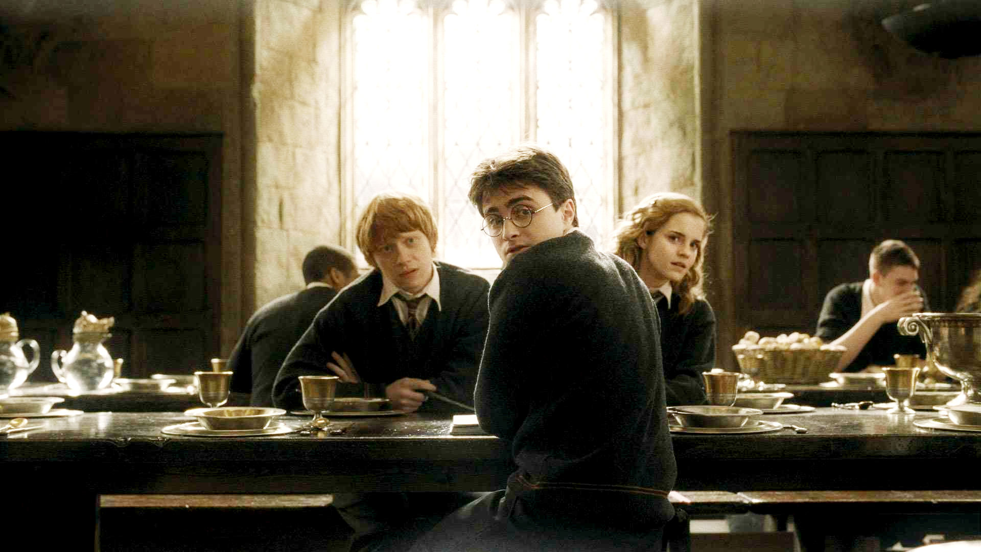 Rupert Grint, Daniel Radcliffe and Emma Watson in Warner Bros Pictures' Harry Potter and the Half-Blood Prince (2009)