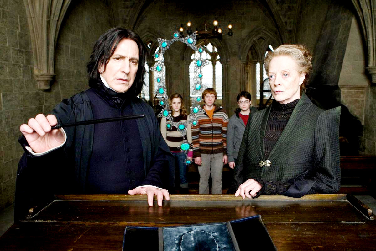 Alan Rickman, Emma Watson, Rupert Grint, Daniel Radcliffe and Maggie Smith in Warner Bros Pictures' Harry Potter and the Half-Blood Prince (2009)