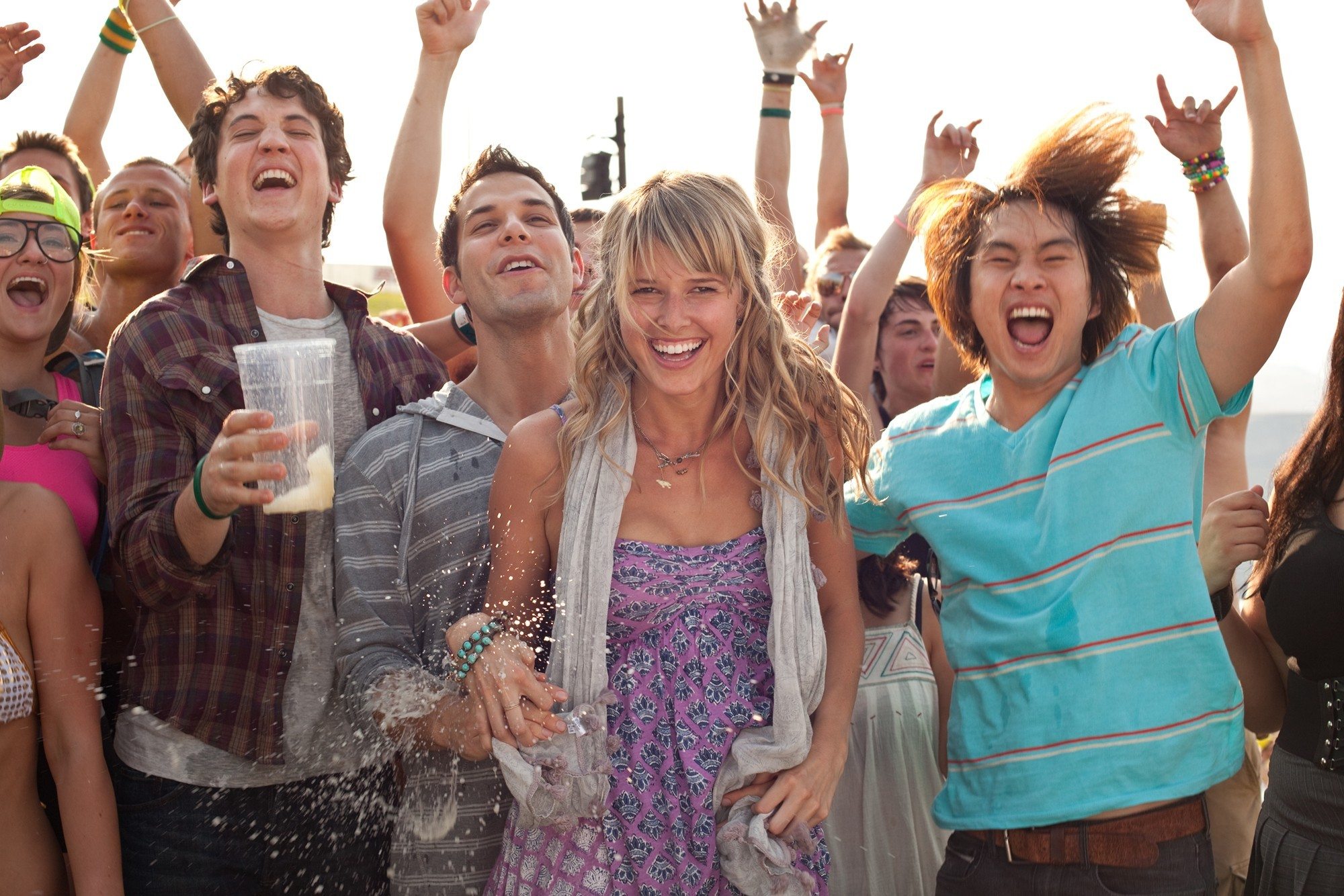 Miles Teller, Skylar Astin, Sarah Wright and Justin Chon in Relativity Media's 21 and Over (2013)