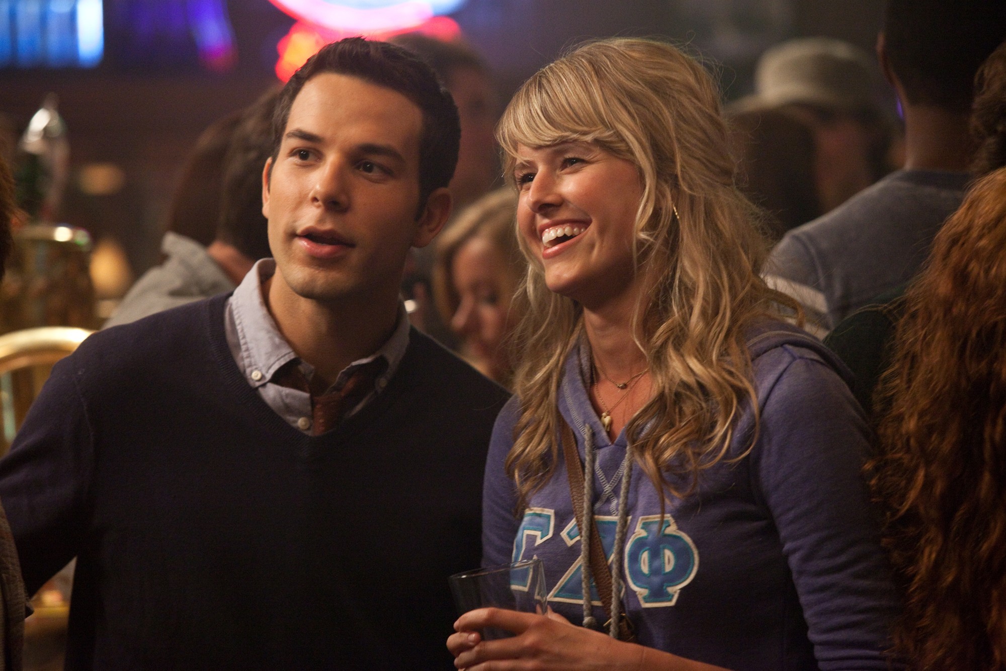 Skylar Astin stars as Casey and Sarah Wright stars as Nicole in Relativity Media's 21 and Over (2013)