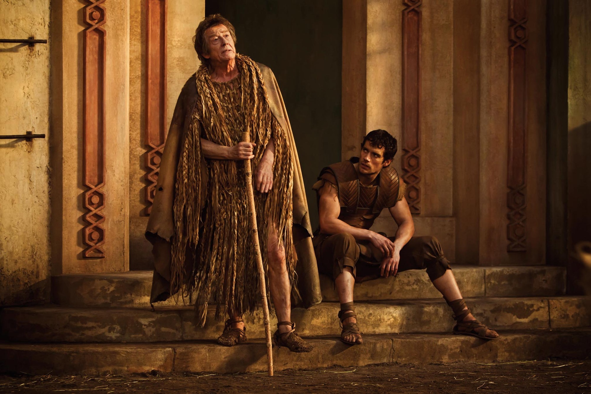 John Hurt stars as Old Zeus and Henry Cavill stars as Theseus in Relativity Media's Immortals (2011)