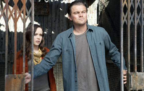 Ellen Page stars as Ariadne and Leonardo DiCaprio stars as Jacob Hastley in Warner Bros. Pictures' Inception (2010)