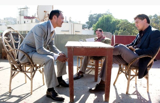 Ken Watanabe, Tom Hardy and Leonardo DiCaprio in Warner Bros. Pictures' Inception (2010)