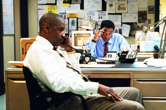 Chiwetel Ejiofor as Det. Bill Mitchell and Denzel Washington as Det. Keith Frazier in Universal Pictures' Inside Man (2006)