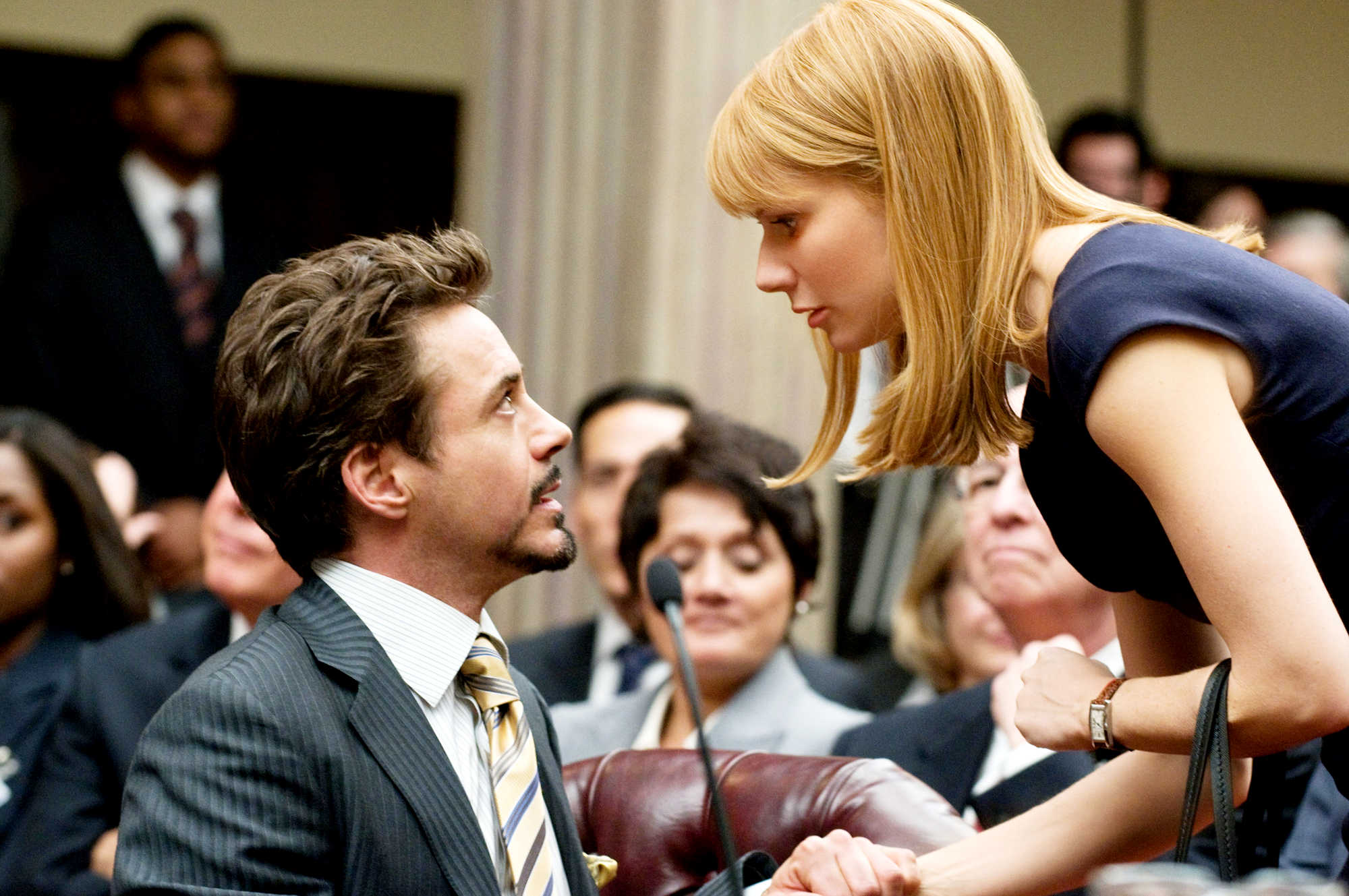 Robert Downey Jr. stars as Tony Stark/Iron Man and Gwyneth Paltrow stars as Pepper Potts in Paramount Pictures' Iron Man 2 (2010). Photo credit by Merrick Morton.