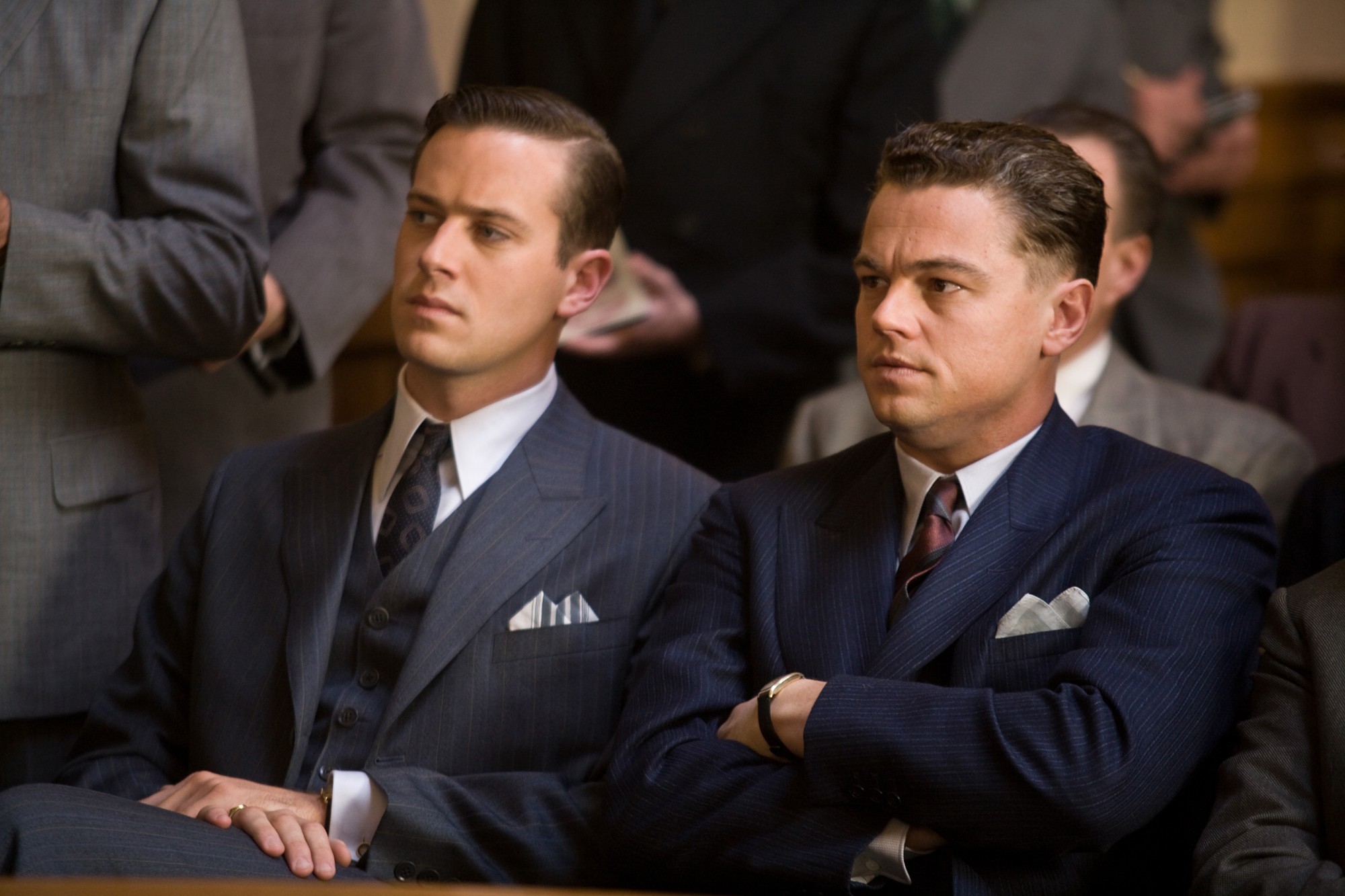 Armie Hammer stars as Clyde Tolson and Leonardo DiCaprio stars as J. Edgar Hoover in Warner Bros. Pictures' J. Edgar (2011)