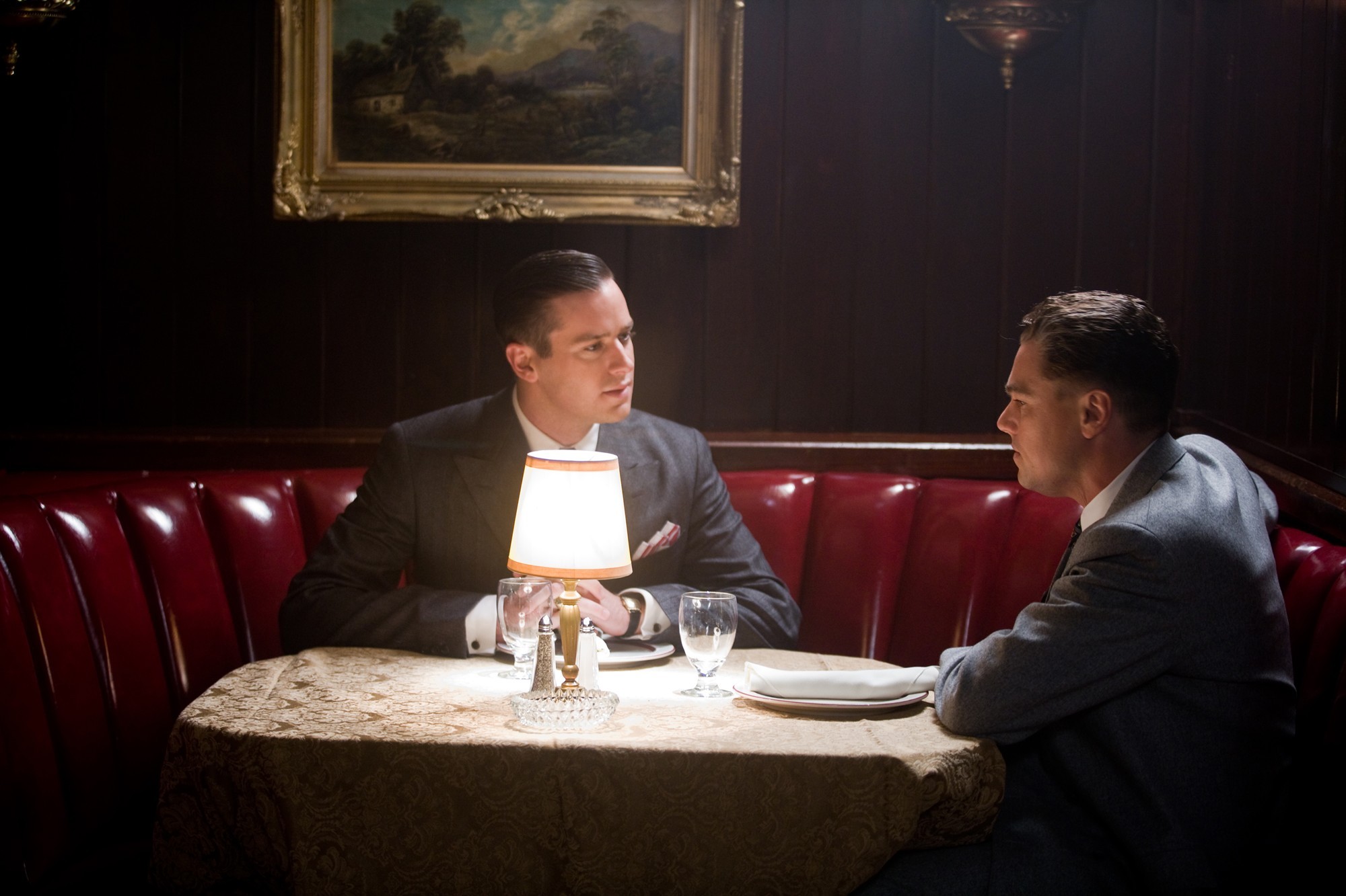 Armie Hammer stars as Clyde Tolson and Leonardo DiCaprio stars as J. Edgar Hoover in Warner Bros. Pictures' J. Edgar (2011)