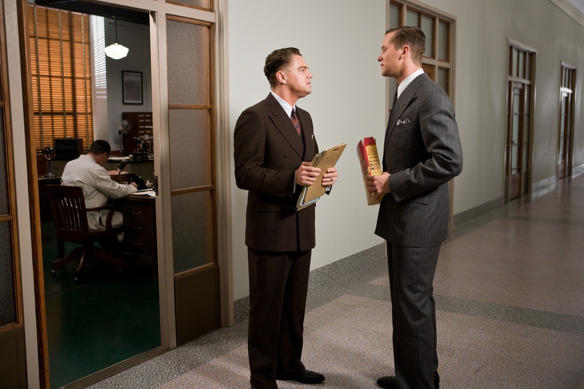 Leonardo DiCaprio stars as J. Edgar Hoover and Armie Hammer stars as Clyde Tolson in Warner Bros. Pictures' J. Edgar (2011)