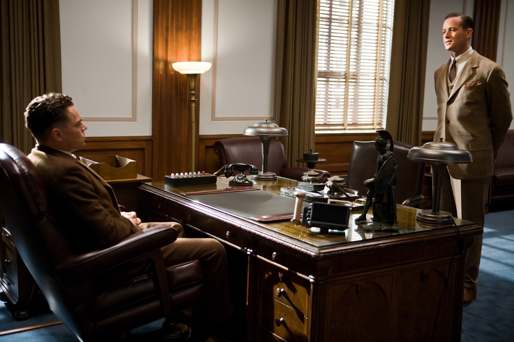 Armie Hammer stars as Clyde Tolson and Leonardo DiCaprio stars as J. Edgar Hoover in Warner Bros. Pictures' J. Edgar (2011)