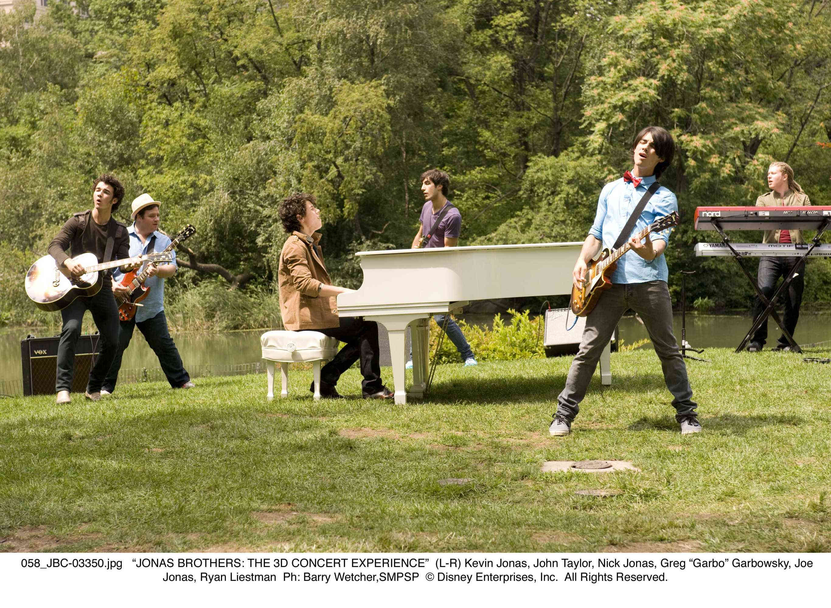 Kevin Jonas, Nick Jonas and Joe Jonas in Walt Disney Pictures' Jonas Brothers: The 3D Concert Experience (2009). Photo credit by Barry Wetcher.