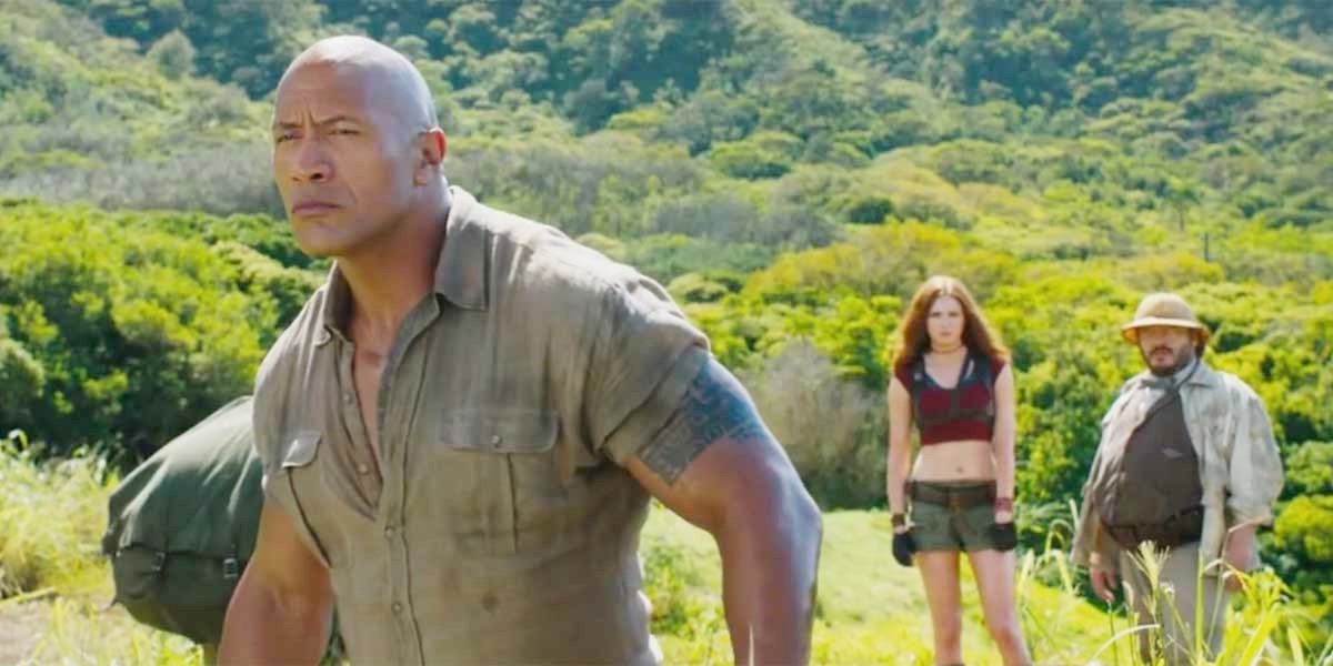 The Rock, Karen Gillan and Jack Black in Columbia Pictures' Jumanji: Welcome to the Jungle (2017)