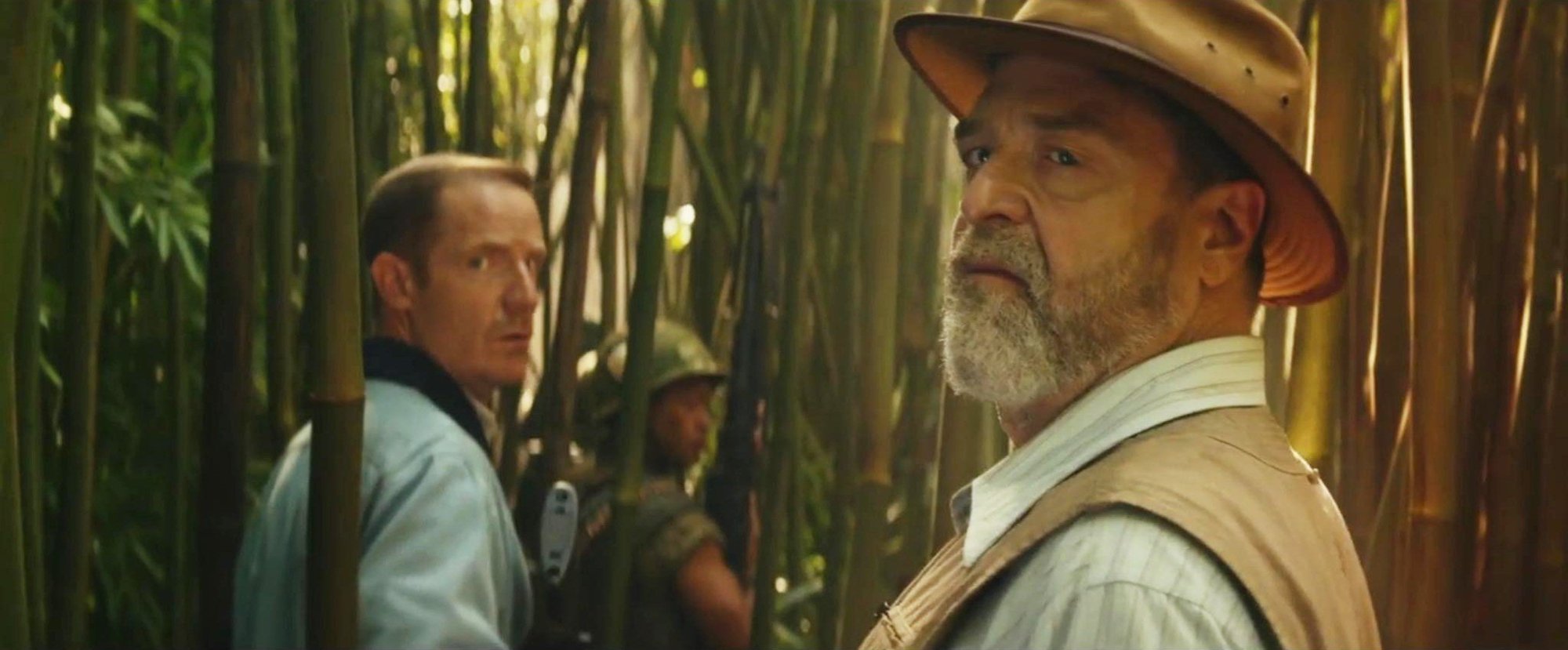 Marc Evan Jackson stars as Landsat Steve and John Goodman stars as Bill Randa in Warner Bros. Pictures' Kong: Skull Island (2017)