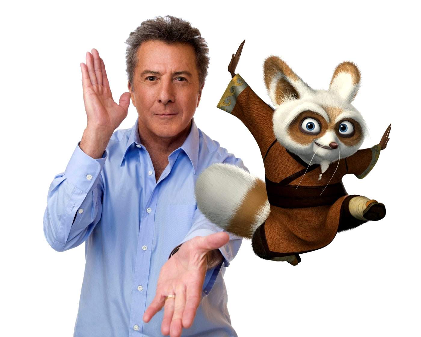 DUSTIN HOFFMAN voices Shifu, the renowned trainer of the legendary Furious Five in DreamWorks' Kung Fu Panda (2008). Photo by Patrick Ecclesine.