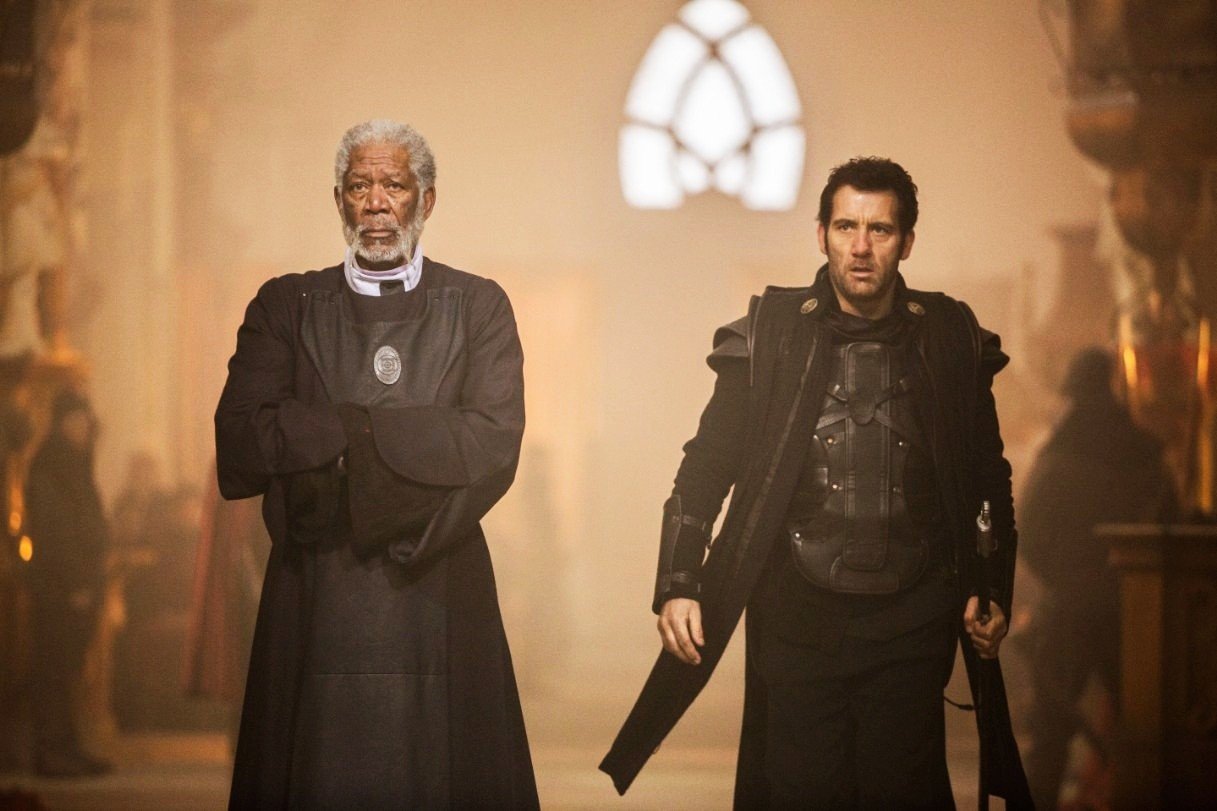 Morgan Freeman stars as Bartok and Clive Owen stars as Raiden in Lionsgate Films' Last Knights (2015). Photo credit by Jiri Hanzl.