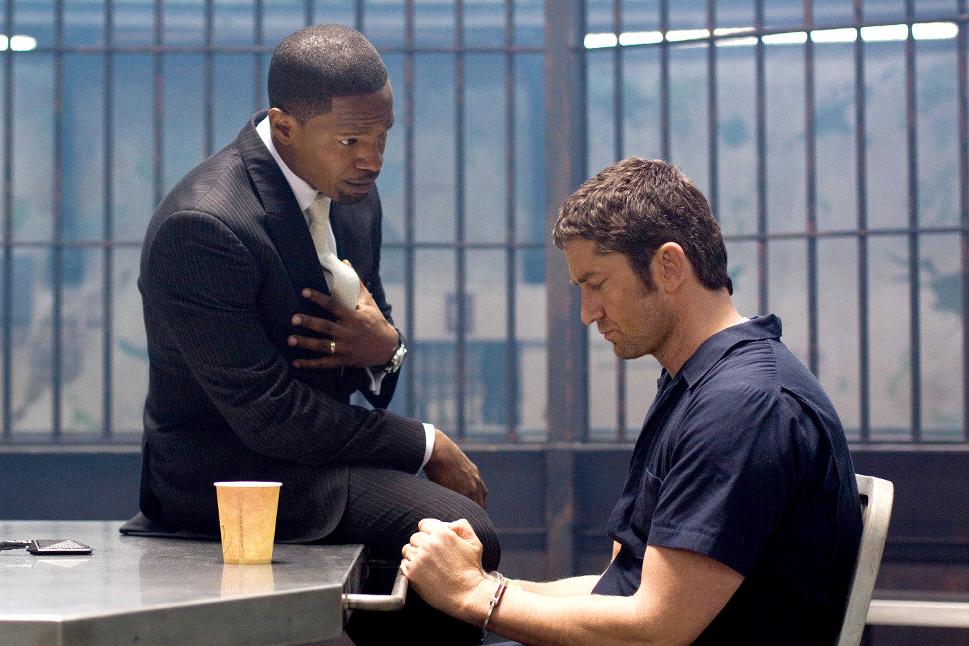 Jamie Foxx stars as Nick Rice and Gerard Butler stars as Clyde Shelton in Overture Films' Law Abiding Citizen (2009)
