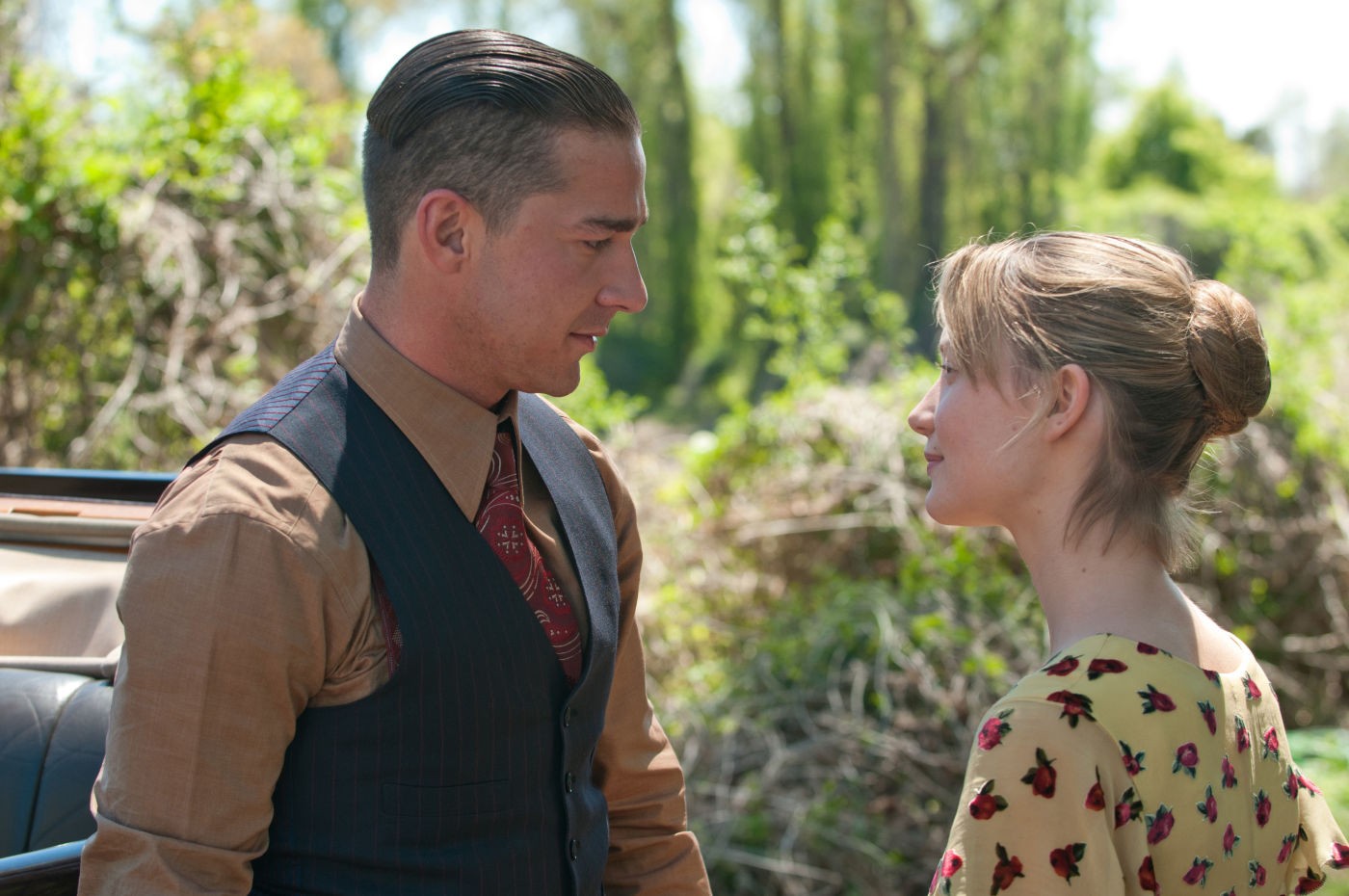 Shia LaBeouf stars as Jack Bondurant and Mia Wasikowska stars as Bertha Minnix in The Weinstein Company's Lawless (2012)