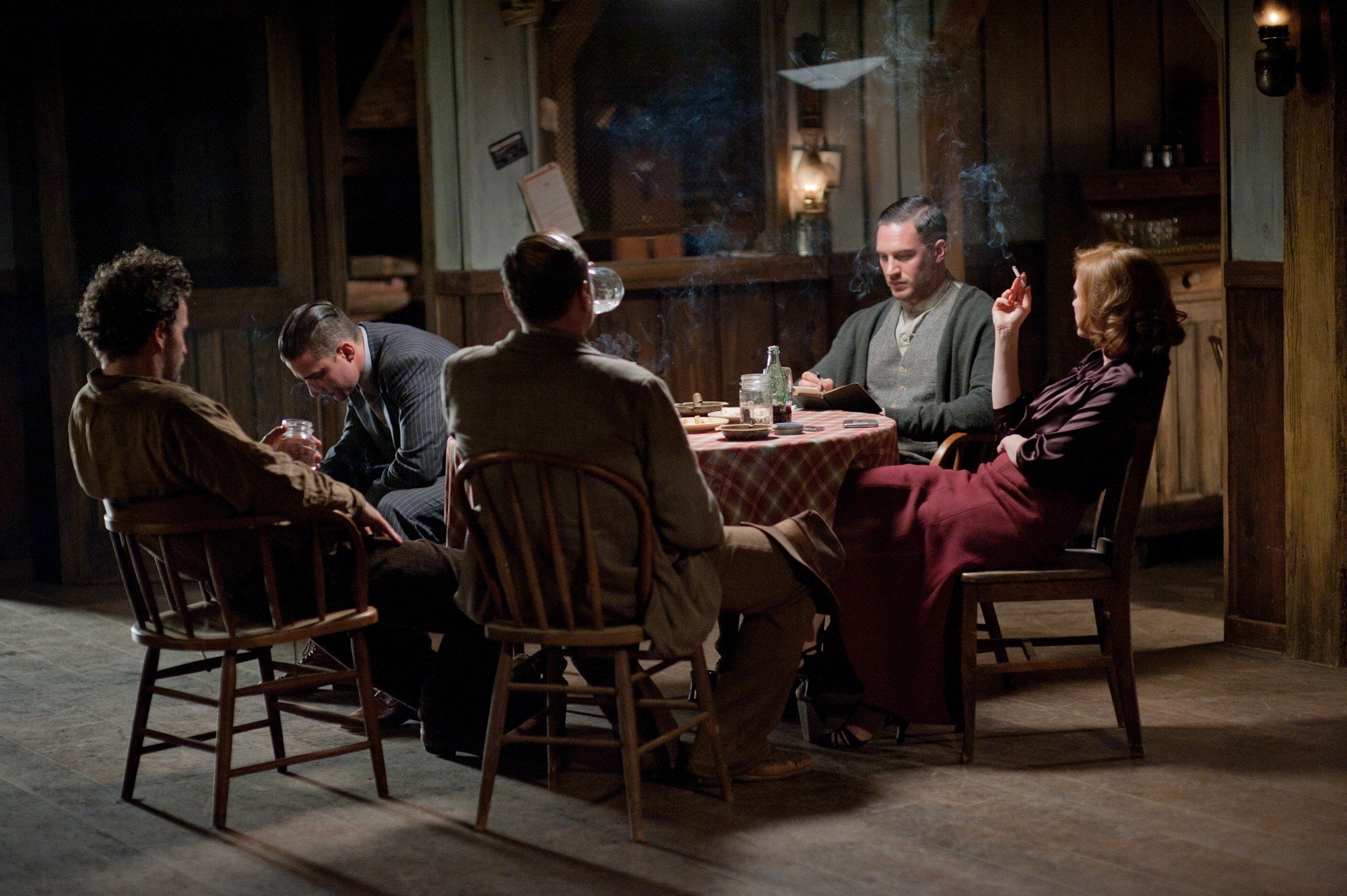 Shia LaBeouf, Tom Hardy and Jessica Chastain in The Weinstein Company's Lawless (2012)