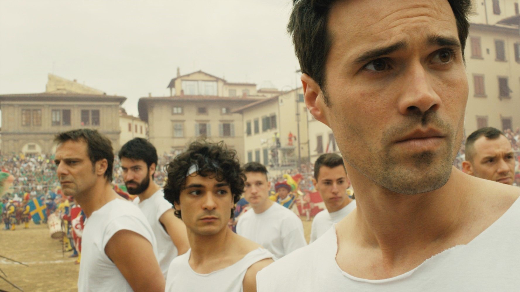 Alessandro Preziosi stars as Paolo and Brett Dalton stars as Eric Lazard in Orion Pictures' Lost in Florence (2017)