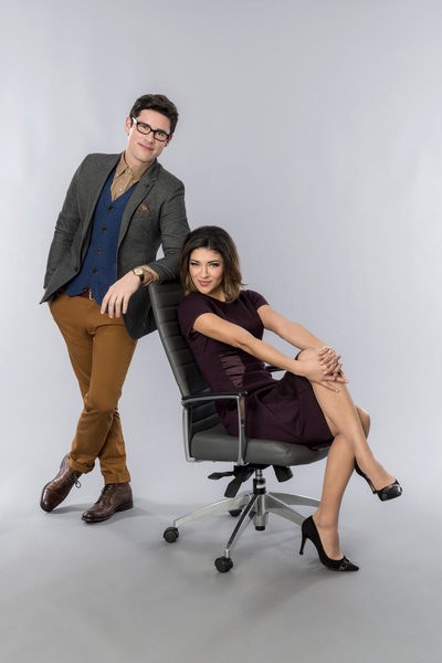 Ben Hollingsworth stars as Jonah and Jessica Szohr stars as Mira Simon in Hallmark Channel's Lucky in Love (2014). Photo credit by Bettina Strauss.