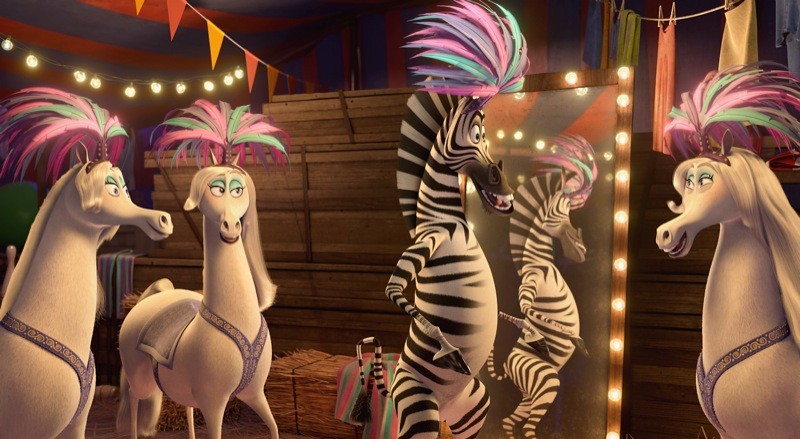 Marty the Zebra and The Andalusian Triplets of DreamWorks Animation's Madagascar 3: Europe's Most Wanted (2012)