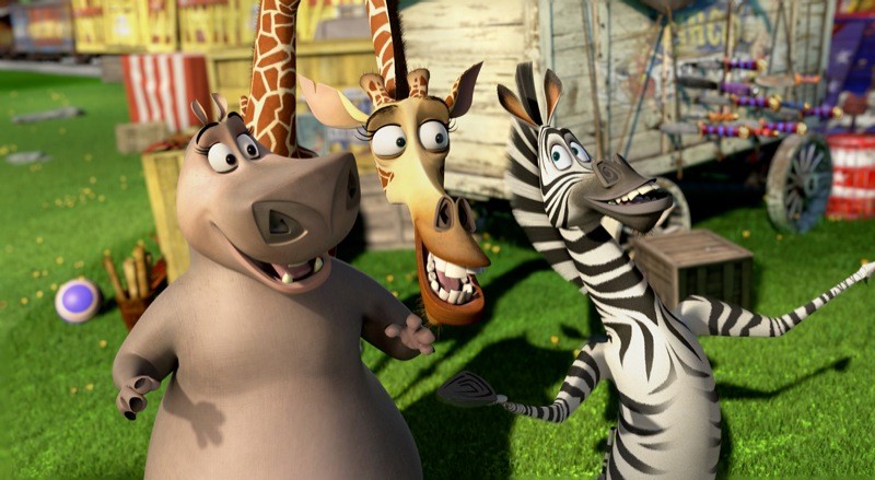 Gloria the Hippo, Melman the Giraffe and Marty the Zebra of DreamWorks Animation's Madagascar 3: Europe's Most Wanted (2012)