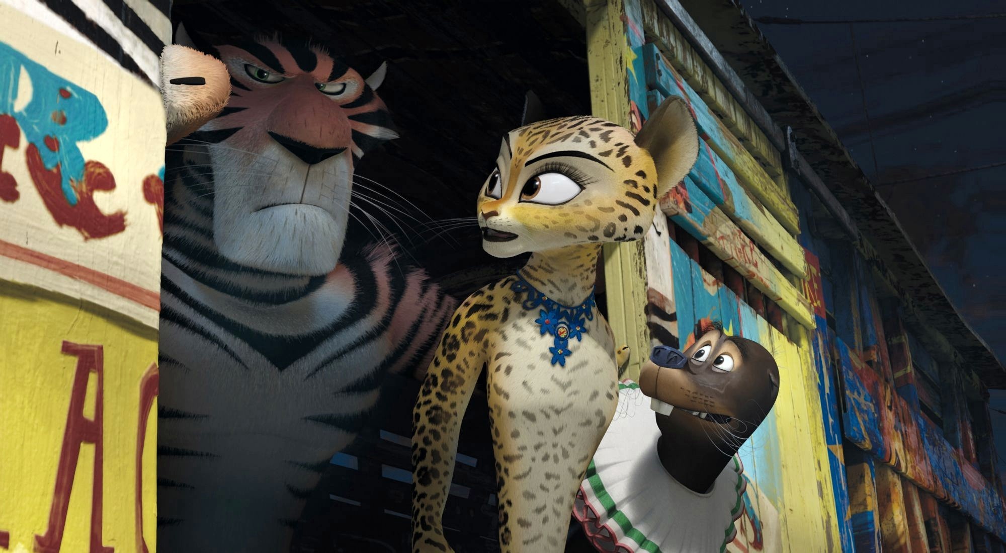 Vitaly the Tiger, Gia the Jaguar and Stefano the Sea Lion of DreamWorks Animation's Madagascar 3: Europe's Most Wanted (2012)