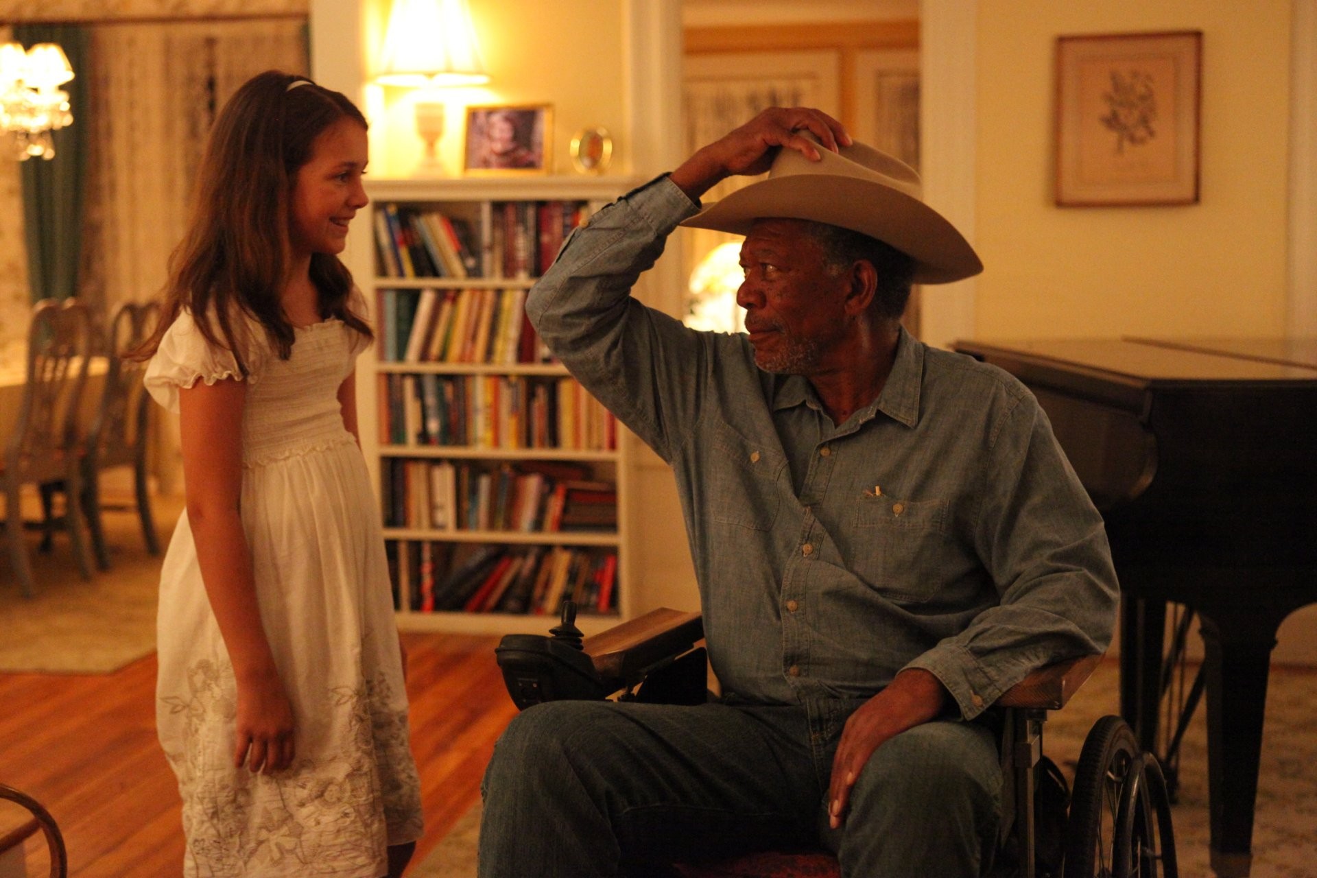 Emma Fuhrmann stars as Finnegan O'Neil and Morgan Freeman stars as Monte Wildhorn in Magnolia Pictures' The Magic of Belle Isle (2012)