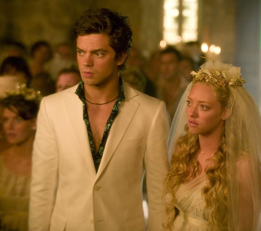 Amanda Seyfried as Sophie and Dominic Cooper as Sky in Universal Pictures' Mamma Mia! (2008)