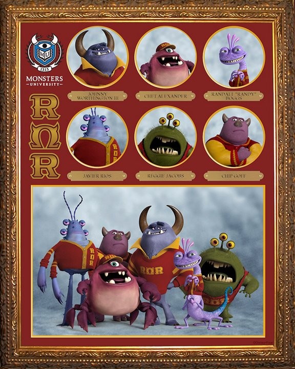 Johnny Worthington III, Chet Alexander, Randall Boggs, Javier Rios, Reggie Jacobs and Chip Goff from Walt Disney Pictures' Monsters University (2013)