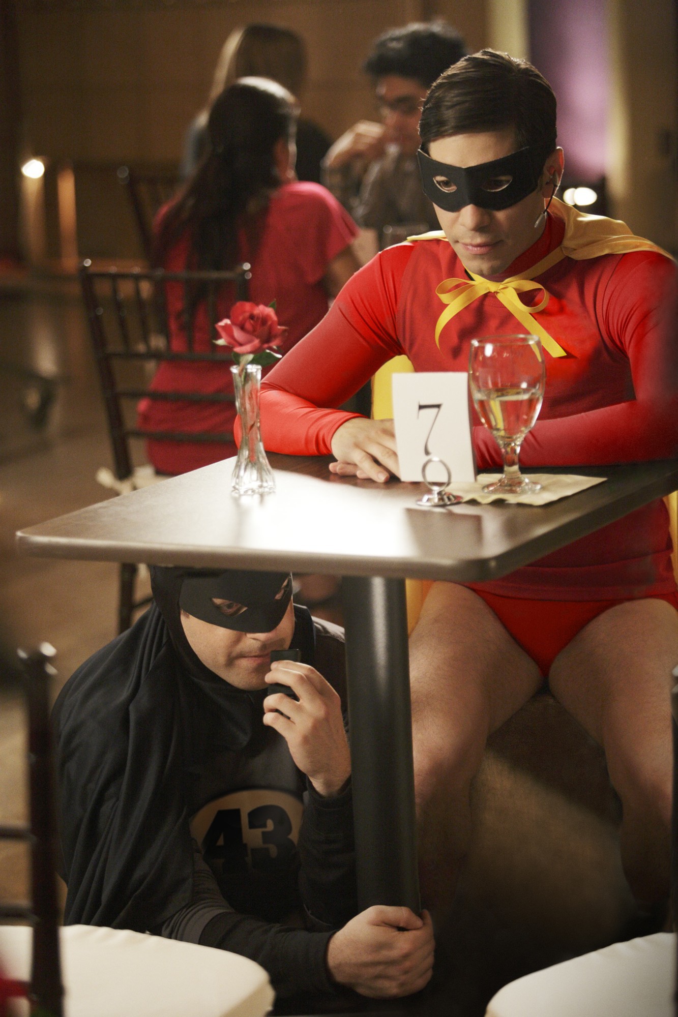 Jason Sudeikis stars as Batman and Justin Long stars as Robin in Relativity Media's Movie 43 (2013)