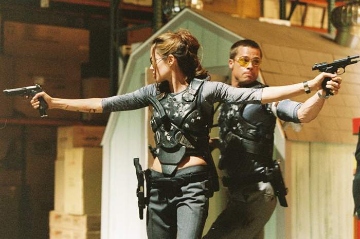 Brad Pitt and Angelina Jolie as Mr and Mrs Smith