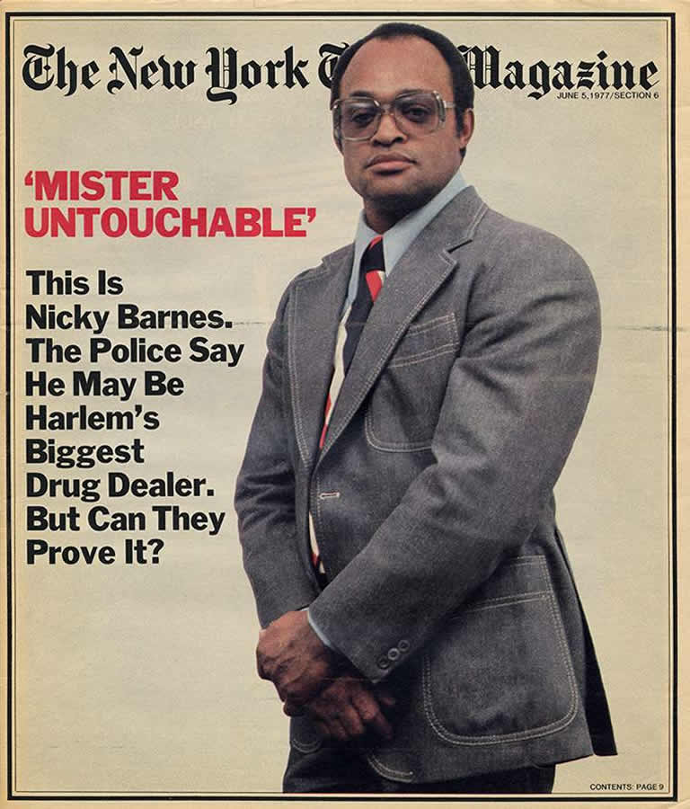 Nicky Barnes 1977 NY Times cover in MR. UNTOUCHABLE, a Magnolia Pictures release. Photo courtesy of Magnolia Pictures.